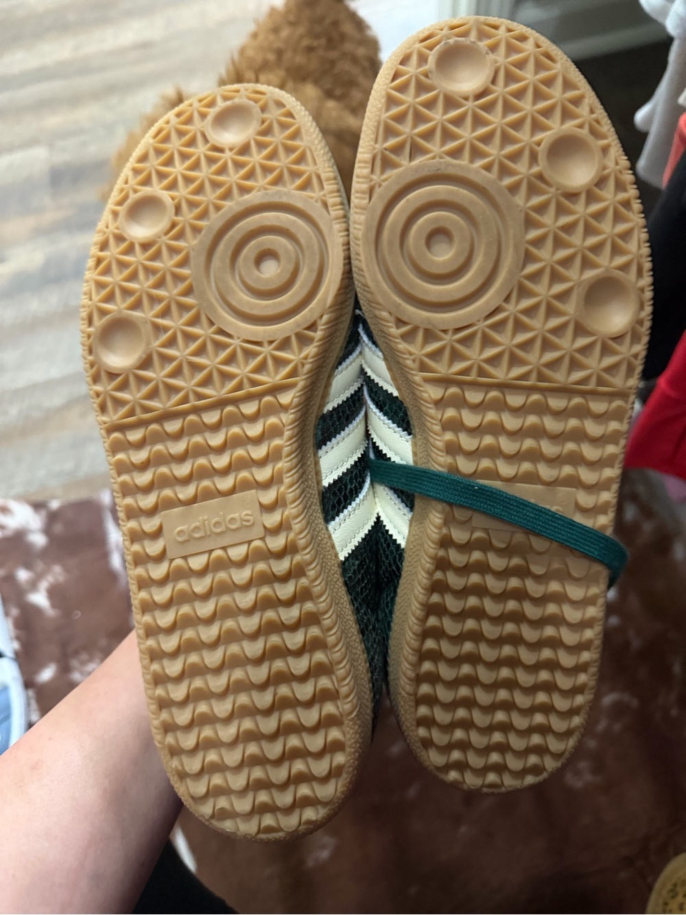 adidas Green Snake-Print Gazelle Sneakers with White Stripes - Picture 3 of 4